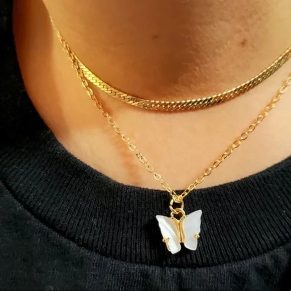 Necklace and earring set, butterfly - Picture 3 of 14